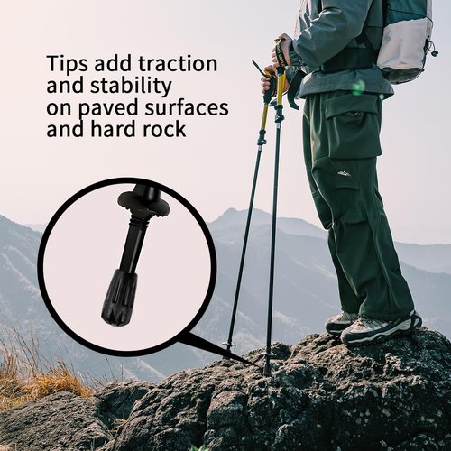 8Pcs Trekking Pole Tips Replacement Protectors,Rubber Tips for Hiking Poles Hiking Accessories Collapsible Walking Stick Tips,Fits Most Walking Poles(11mm Hole Diameter) (Walking Stick Tips)