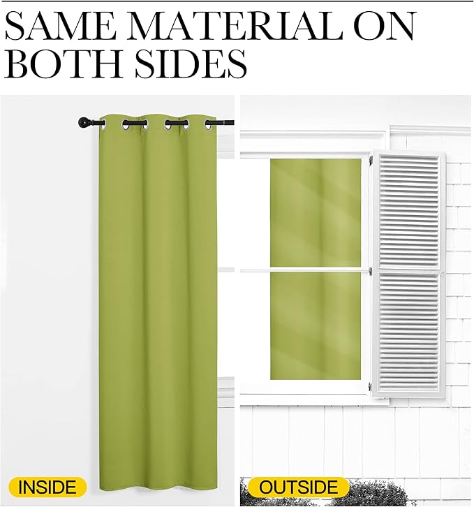 NICETOWN Fresh Green Blackout Curtains 120 inches Length