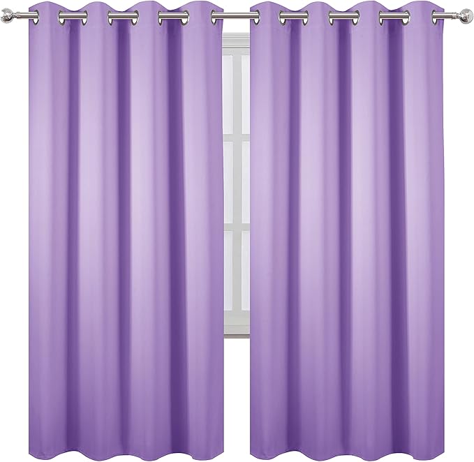 LEMOMO Lavender Thermal Blackout Curtains/52 x 72 Inch/Set of 2 Panels Room