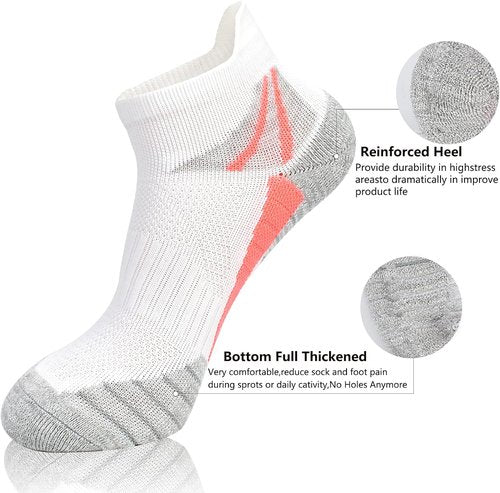 J.WMEET Women's Athletic Ankle Socks - Cushioned & Breathable Cotton | 6-Pack for Running