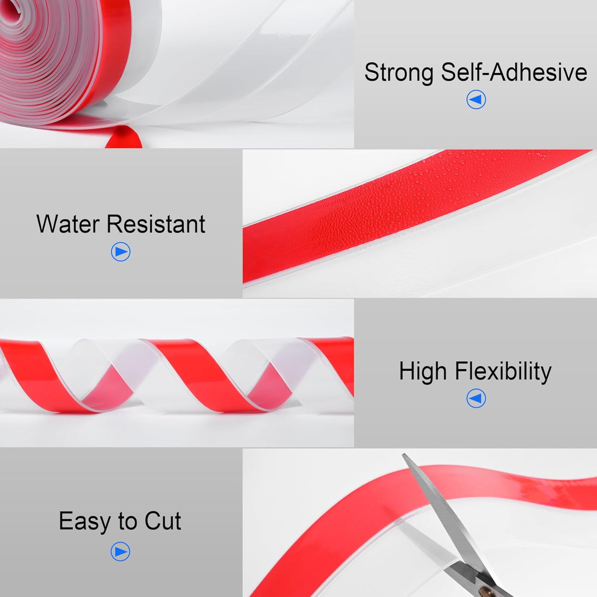 ToLanbbt Weather Stripping Silicone Door Seal Strip 1 in x 20 ft Door Draft Stopper Self Adhesive Door Draft Tape, Side & Bottom Gaps Insulation Strip for Glass Shower Door Sliding Door Window, Clear