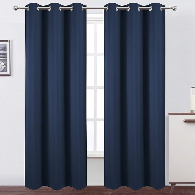LEMOMO Navy Thermal Blackout Curtains/38 x 84 Inch/Set of 2 Panels Room