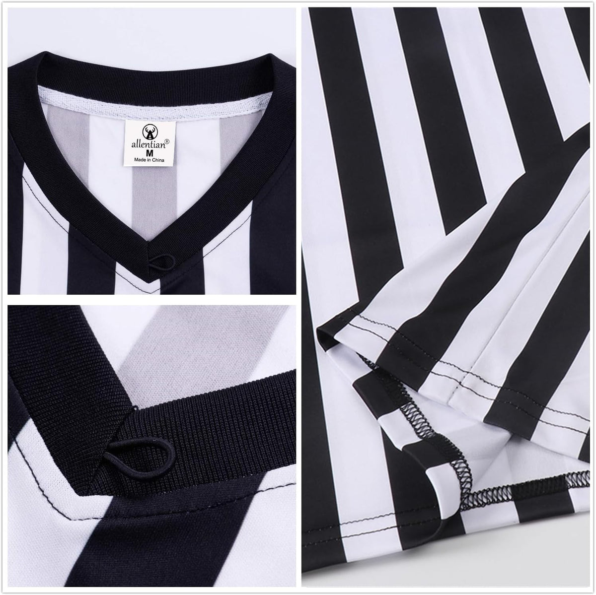 Skiennix Men’s Referee Shirt - Official Black Stripe Umpire Jersey | Pro-Style V-Neck Uniform for Basketball & Football