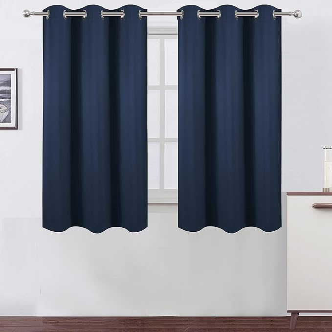 LEMOMO Navy Blue Blackout Curtains 34 x 54 Inch Length/Set of 2 Curtain