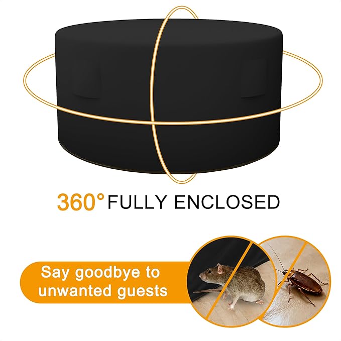 HDCAXKJ Round Patio Table Cover Waterproof Outdoor Dining Table and Chair Set Cover Heavy Duty Round Protector with Zipper Anti-Fading Cover for Outdoor Furniture (Black, 48"DIA x 39"H)
