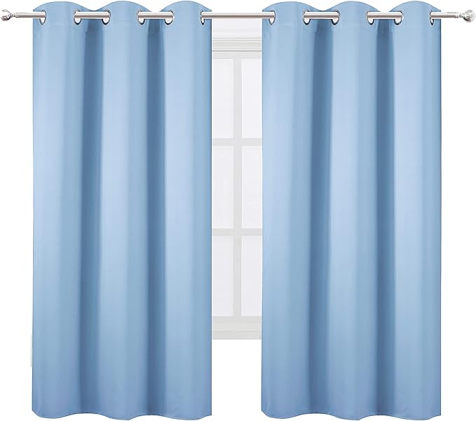 LEMOMO Sky Blue Thermal Blackout Curtains/38 x 63 Inch/Set of 2 Panels Room