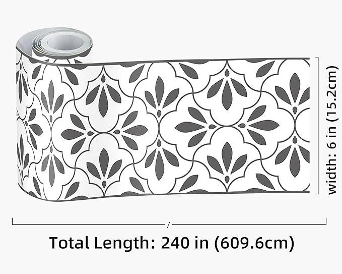 FLFK Wallpaper Border Black and White Patterns Peel and Stick Wall Border Self