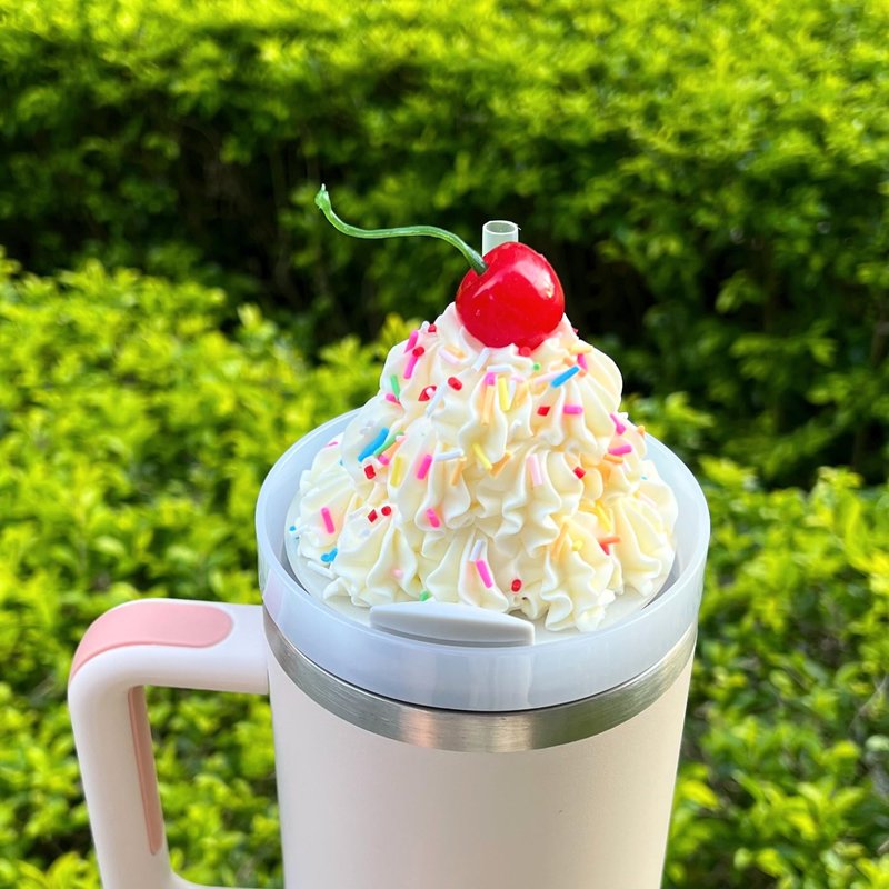 Romukuku Whipped Stanley Topper, Ice Cream Charms for Stanley Cups Accessories 40oz 30oz with Silicone Straw Cover Cap for Tumblers,Compatible with Stanley Cup Lid Accessories Charms (30 OZ)