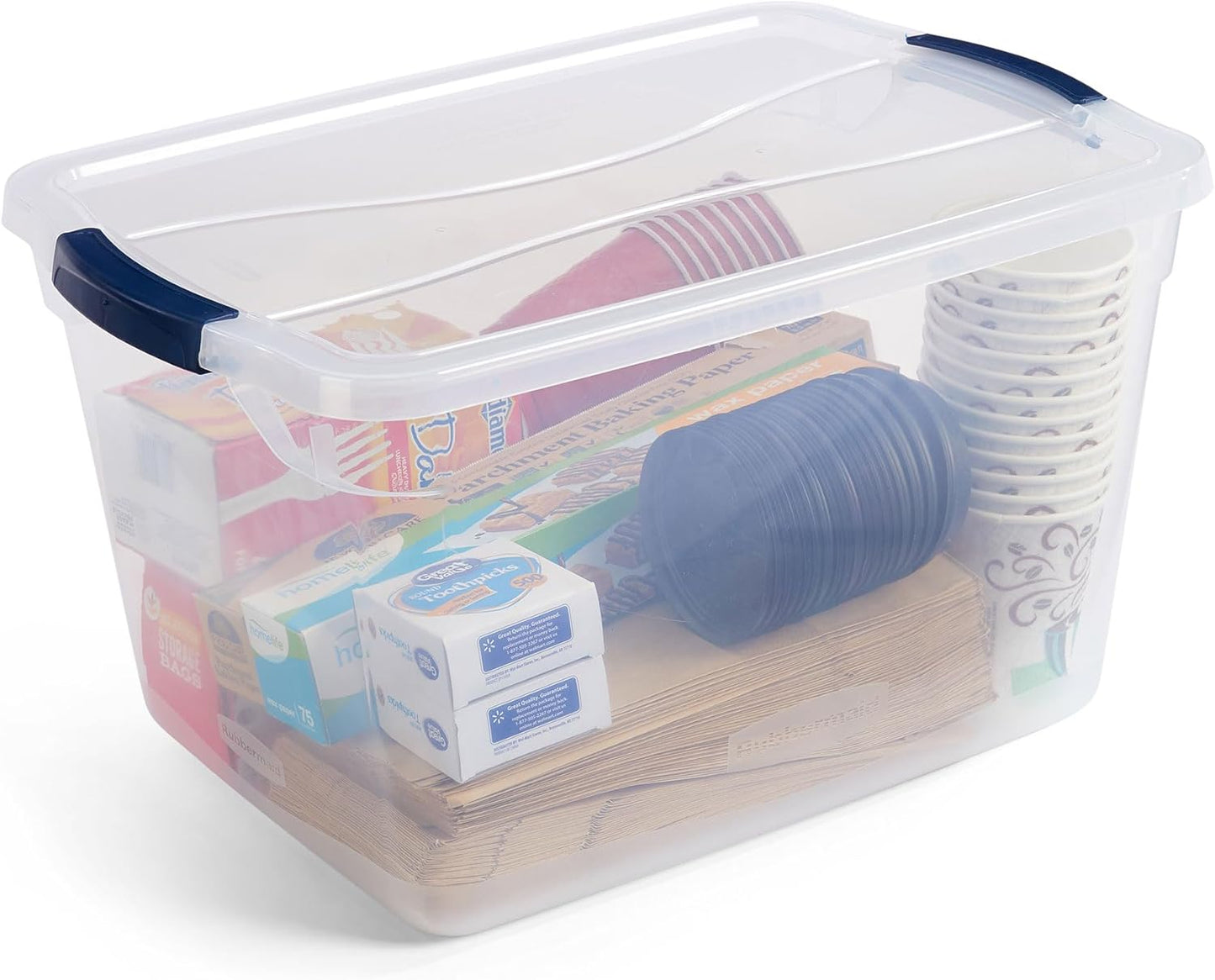 Rubbermaid Cleverstore Clear 32 Qt, 6 Pack Stackable Plastic Storage Bins with Lids, Great for Closet and Laundry Storage, Organizing in the Home