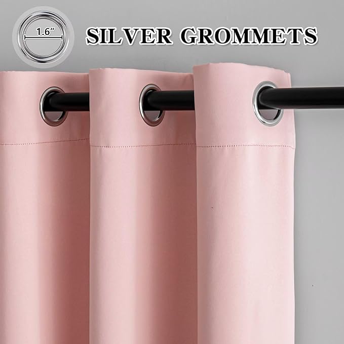IGEMAEVE Gossamer Pink Curtains 108 Inch Length 2 Panels Set, Light Filtering