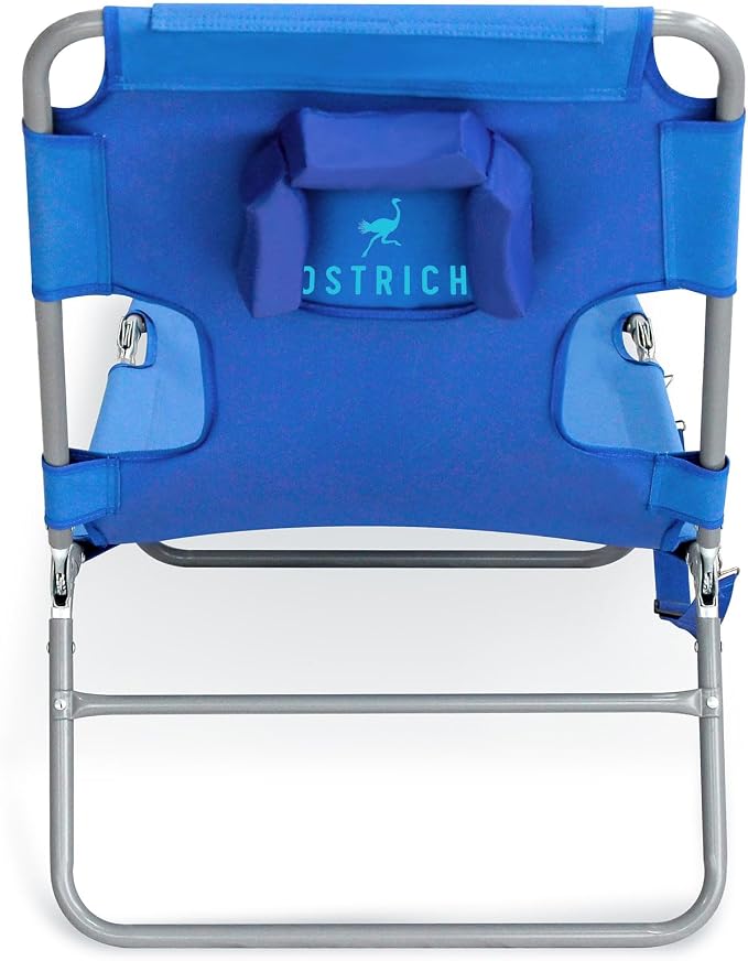 Ostrich 2-Pack Beach Lounge Chair, Folding & Reclining Outdoor Chaise Lounger, Blue - Portable Adjustable Recliner Chair for Lawn, Pool, Patio, Garden, and Yard