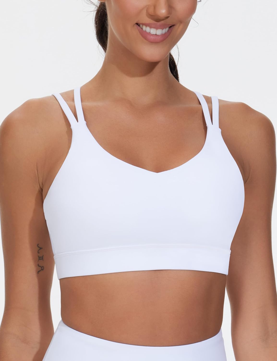 The Gym People Women's Sports Bra - Supportive Double Spaghetti Strap Design with Padding