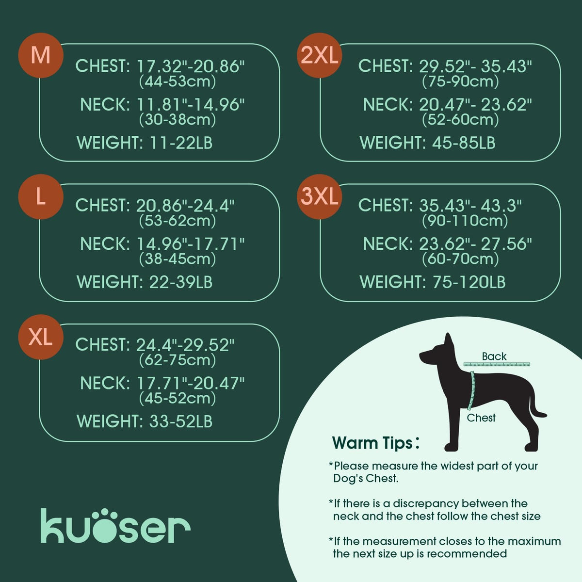 Kuoser Reflective Dog Vest, High Visibility Safety Vest for Medium to Large Dogs, Lightweight Pet Reflective Vests for Hunting Outdoor Activities Walking at Night, Blaze Orange 3XL