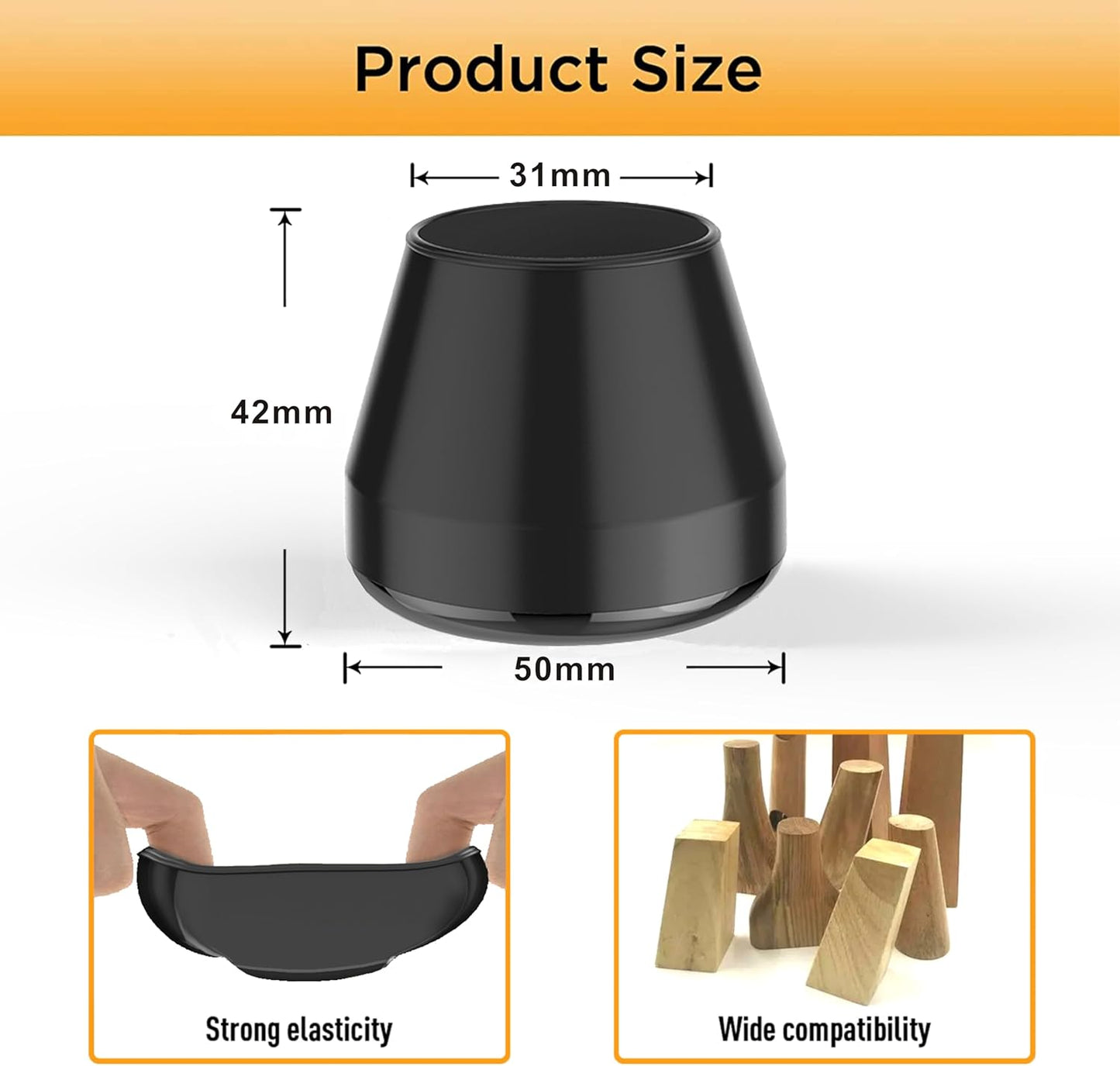 Furniture Sliders,16 PCS Chair Leg Sliders for Carpet, Furniture Movers Sliders, Carpet Chairs Furniture Glides, Floor Protectors, Carpet Moving Sliders Easily Move.(Black, Fit:1.62-2").