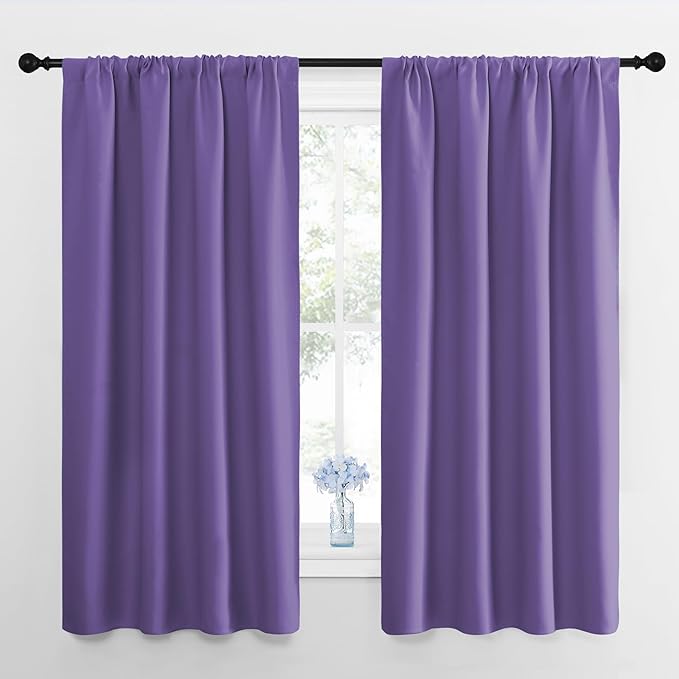 NICETOWN Window Curtains for Bedroom, Lilac Purple, 2 Panels, W42 x L48 -Inch
