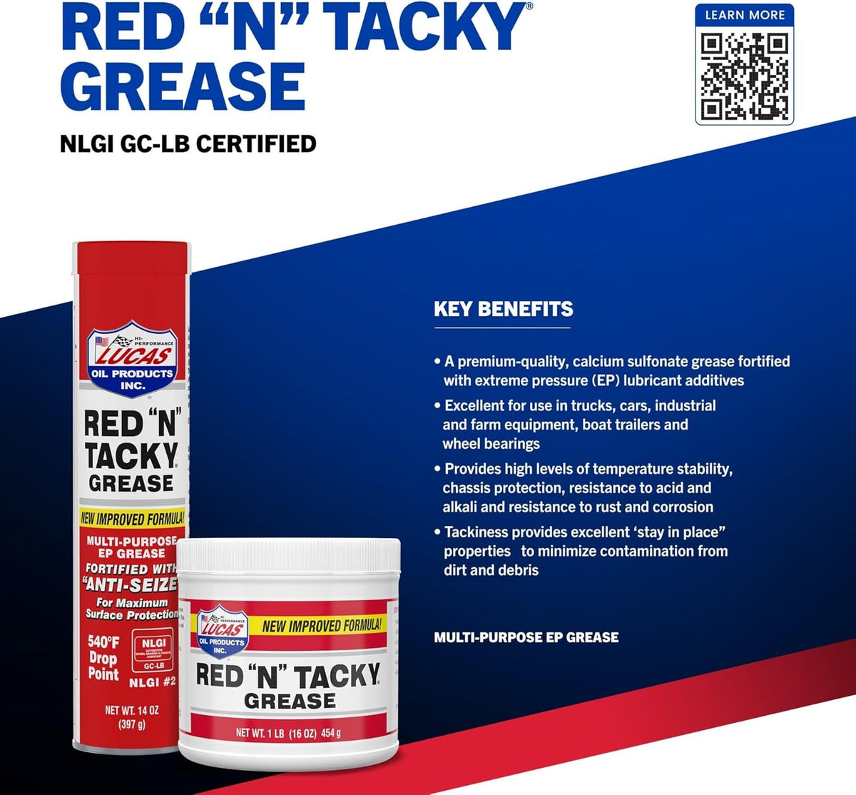Lucas Oil 10005 Red N Tacky Grease - 14 Ounce Cartridge (Pack of 10)
