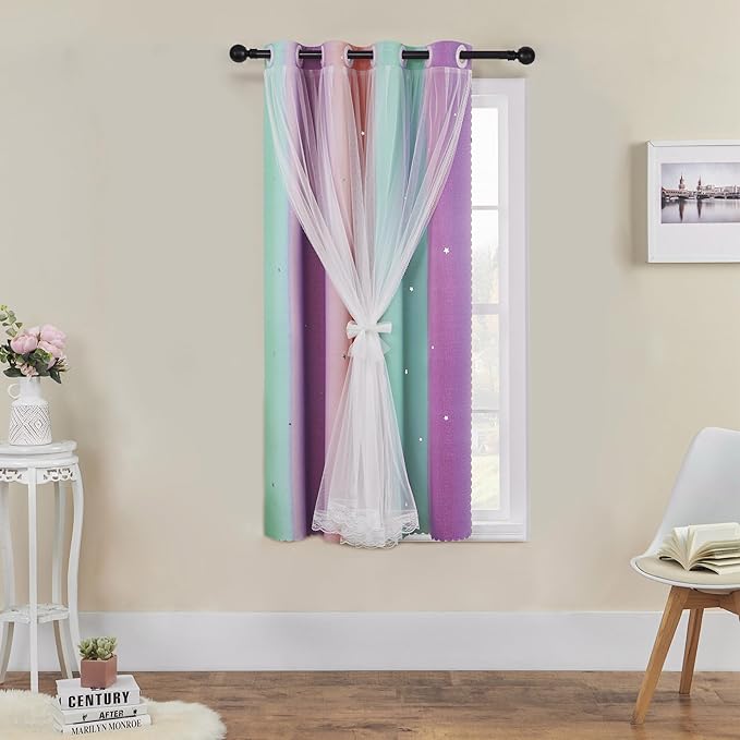 XiDi Kids Room Decor for Girls Bedroom, Girls Room Curtains Windows Wall Drapes