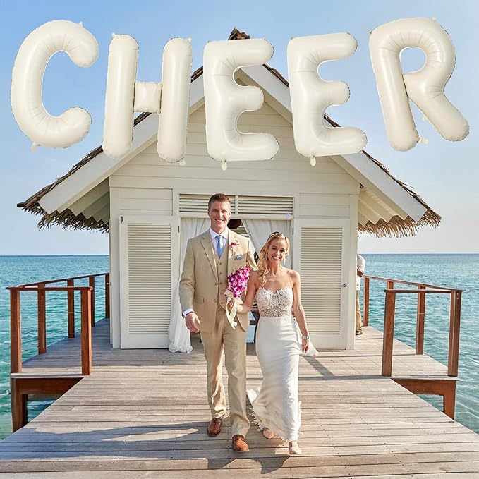 Cream Name Balloon Letters, Large Mylar Helium Alphabet T Custom Balloon Letter Beige Decor, 40 Inch Inflatable Sand White Letter T Foil Customize Balloons for Girls Birthday Party Decoration Supplies