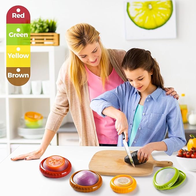 Avocado Saver and Holder - Reusable Storage Containers for Fridge - Avocado Pods, Avocado Keeper, Veggie Savers – Silicone Food Saver for Half Cut Avocados