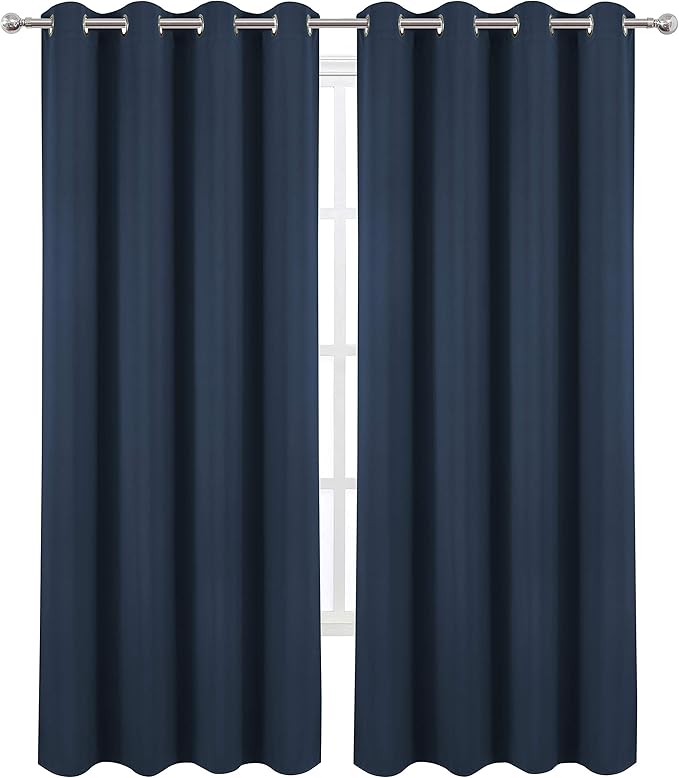 LEMOMO Navy Blue Thermal Blackout Curtains/52 x 108 Inch/Set of 2 Panels Room