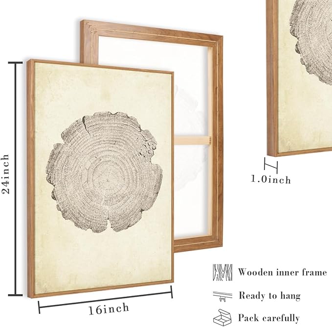 Anyzal Neutral Abstract Tree Ring Wall Art Black Beige Gray Wood Stump Wall Decor Modern Minimalist Tree Spiral Art Prints for Living Room Bedroom Dining Room 16x24 Inch 3 Pieces