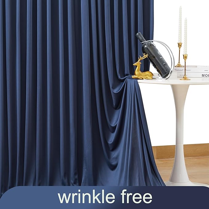 Navy Blue Backdrop Curtain for Parties Wrinkle Free Photo Curtains Backdrop Drapes Fabric Decoration for Wedding Birthday Party Baby Shower 5ft x 7ft,2 Panels