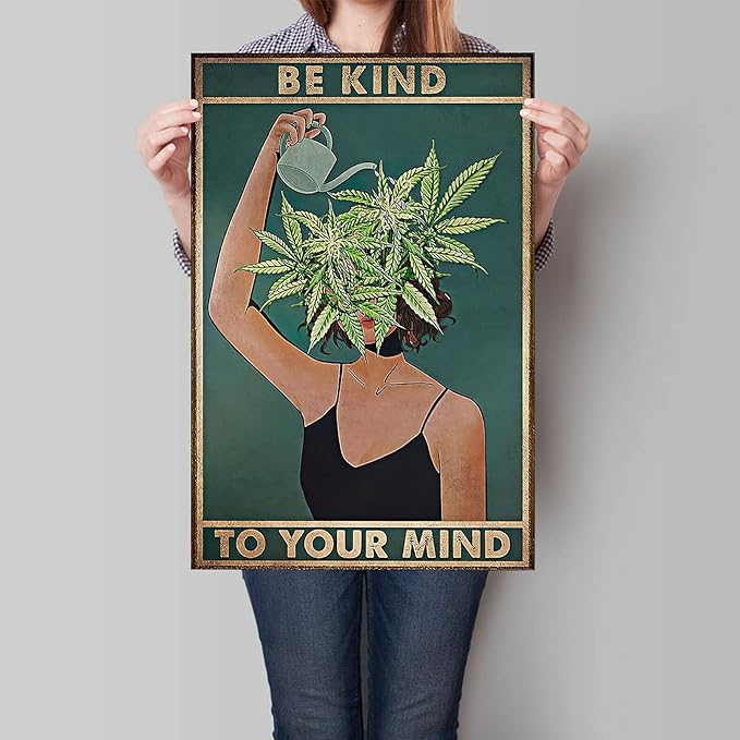 Vintage Be Kind To Your Mind Poster Mental Health Quote Canvas Wall Art Posters