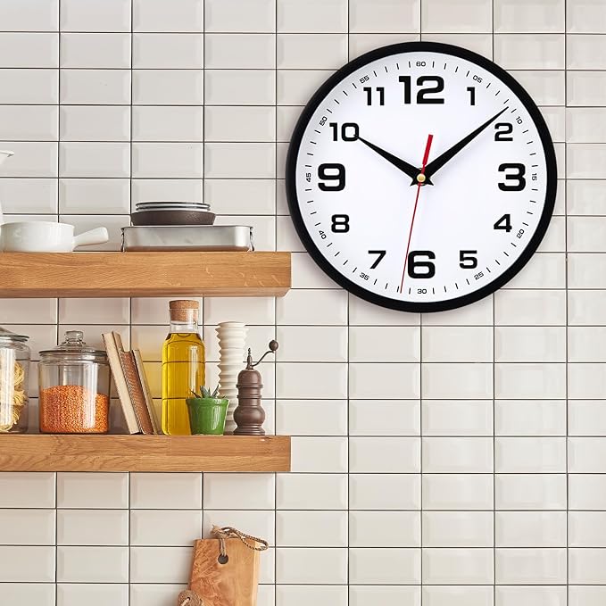 Wall Clock Silent Non-Ticking Modern Clocks Battery Operated 8 Inch Small