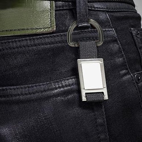 Jiozermi 10 Pack Black Metal Spring D Rings Keychain, Small D Ring Carabiner Clips Mini Keychain Spring D Rings Hook for Key Purse Dog Tag Clip Backpack Clips Webbing Buckle(1 Inch)