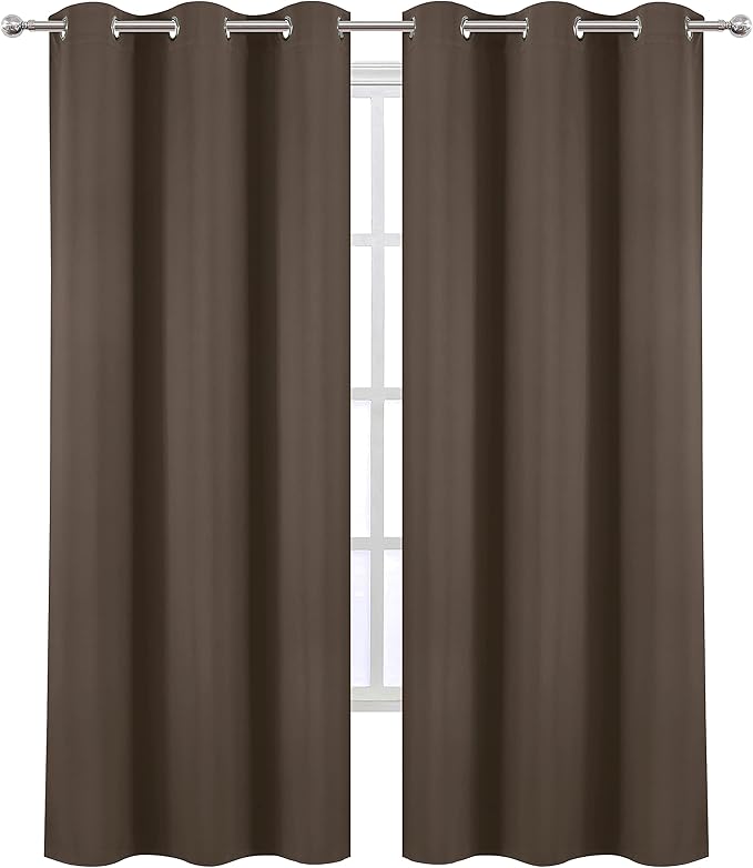 LEMOMO Chocolate Thermal Blackout Curtains/42 x 84 Inch/Set of 2 Panels Room