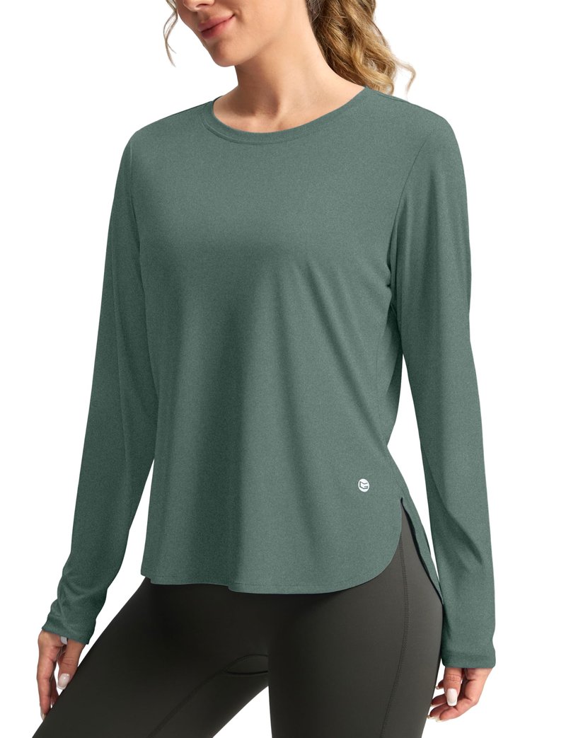 Women's Sun Shirts UPF 50+ Long Sleeve UV Protection Shirt Lightweight Quick Dry Workout Hiking Tops for Women(Malachite Green,XL)