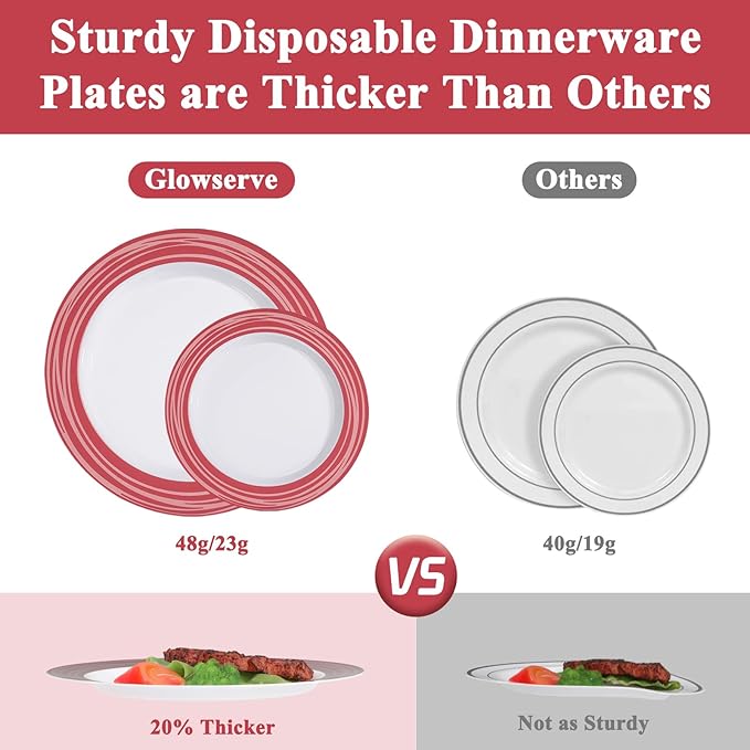 100PCS Reddish Brown Disposable Plastic Plates Include 50PCS 10.25inch Dinner Plate and 50PCS 7.5inch Dessert Plate Heavy Duty Plastic Dinnerware for Party Wedding Anniversary New Year