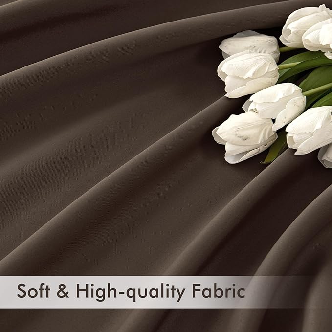 MIULEE Chocolate Brown Back Tab Blackout Curtain 96 Inch Long 2 Panels Set