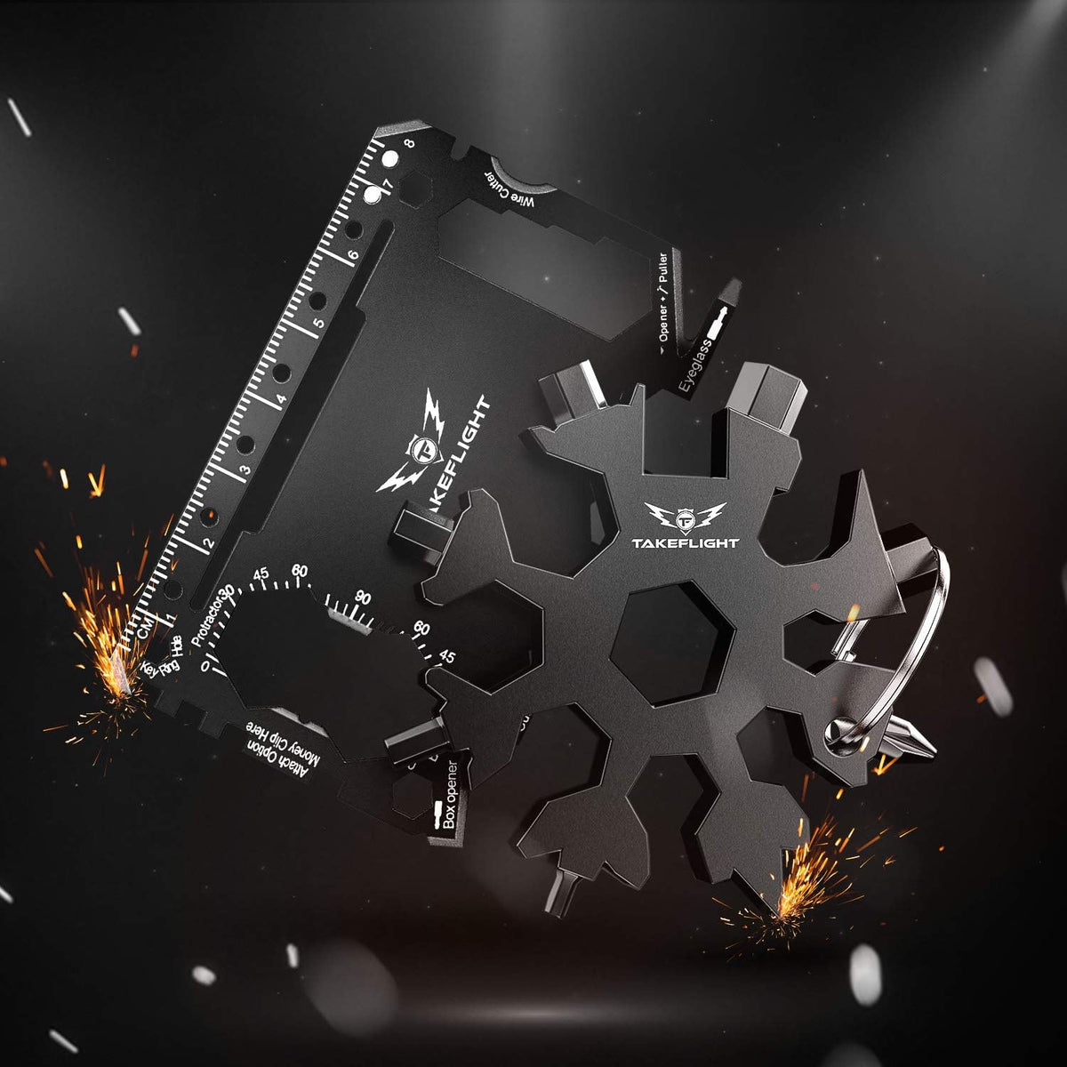 Valentines Day Gift For Him, TF TakeFlight Tactical EDC Credit Card Multitool Gifts Set, Ultimate Multi Tool Pocket Gadgets for Men, Snowflake Screwdriver, Wallet Survival Gear, Durable TactileCard