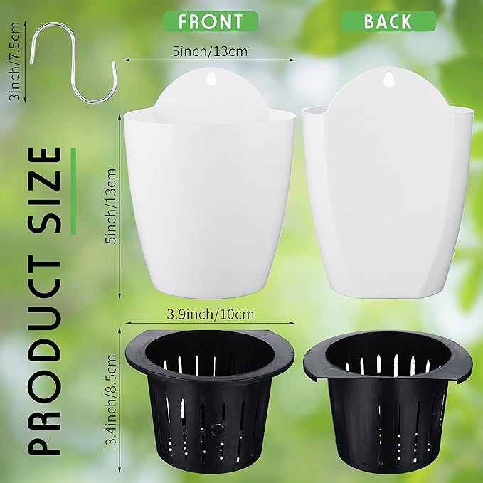 Yungyan 10 Sets 5" Self Watering Hanging Planter White Lazy Flower Pots Plastic