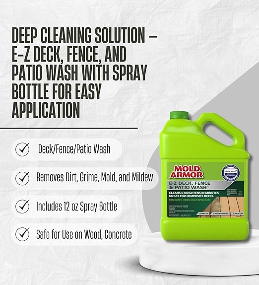 2x Mold Armor Deck/Fence/Patio Wash 1 gal Bundle with Spray Bottle – Removes Mold, Algae, and Brightens Wood Surfaces – Outdoor Cleaner Decks, Fences, and Patios – Gift Set (3 Items)