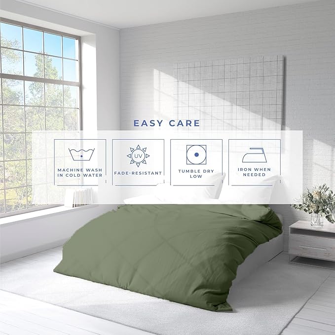 Kotton Culture 3 Pc King Size Duvet Cover Set- 100% Egyptian Cotton Sateen 600 Thread Count Ultra Soft Premium Durable Comforter Cover Zipper Closure & Corner Ties (Sage Green, King 102"x94")