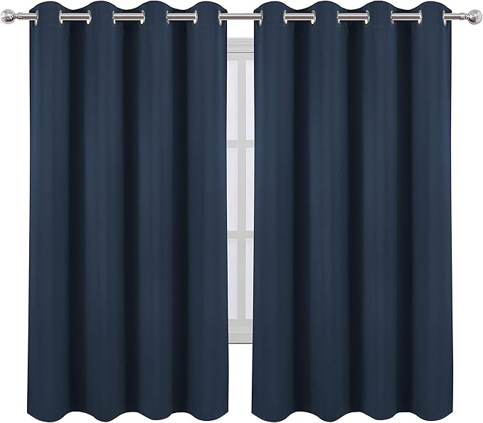 LEMOMO Navy Blackout Curtains 66 x 63 Inch Length/Set of 2 Curtain