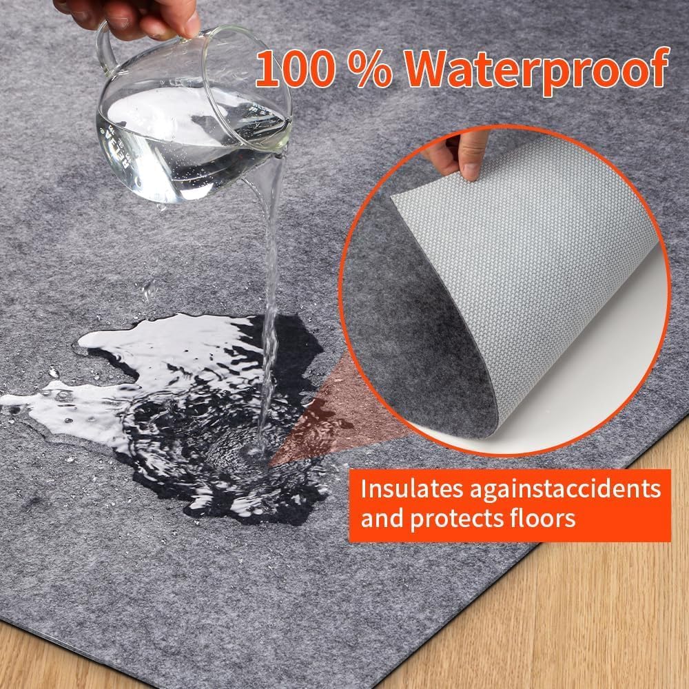Non-Slip Rug Pads 7 x 9ft, 100% Waterproof Extra Large Area Rugs Non Skid Rug Pad for All Floors and Finishes Durable Hardwood Floor Protective Felt Keeps Rugs in Place, Safe and Secure
