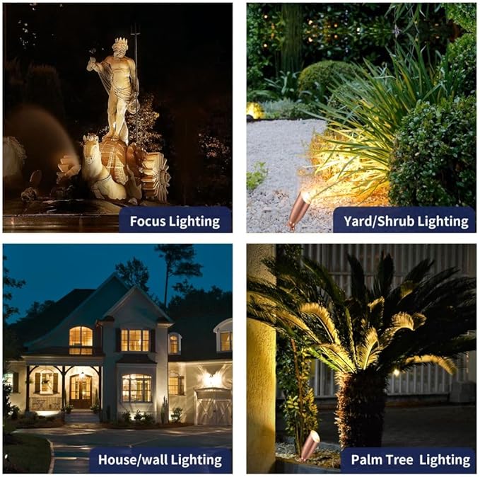 Low Voltage Spotlight LED - 12V Copper Outdoor Light Fixture Weather Proof, Brass Landscape Lights Bullet, Hardwired Coastal for Flag Sign Without Bulbs (10 Pack)