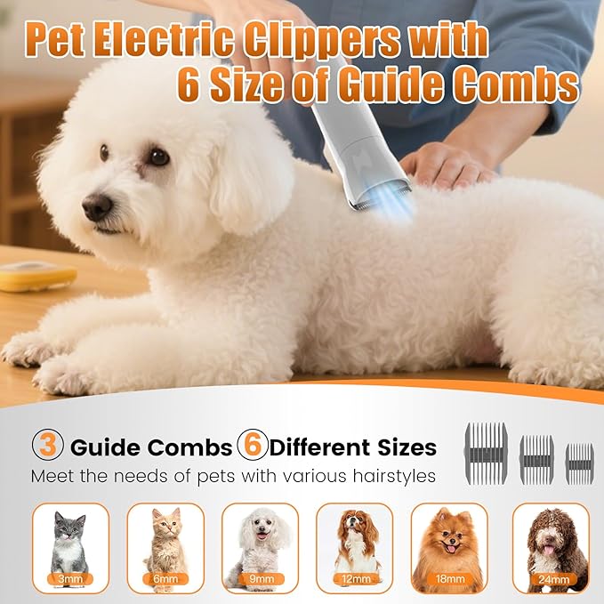 AIRROBO Dog Grooming Vacuum and Kit with Clipper Nail Trimmer Grinder, 12000Pa Pet Vacuum for Shedding Grooming, 2L Large Capacity Dog Hair Vacuum with 8 Pet Grooming Tools, PG100 Plus