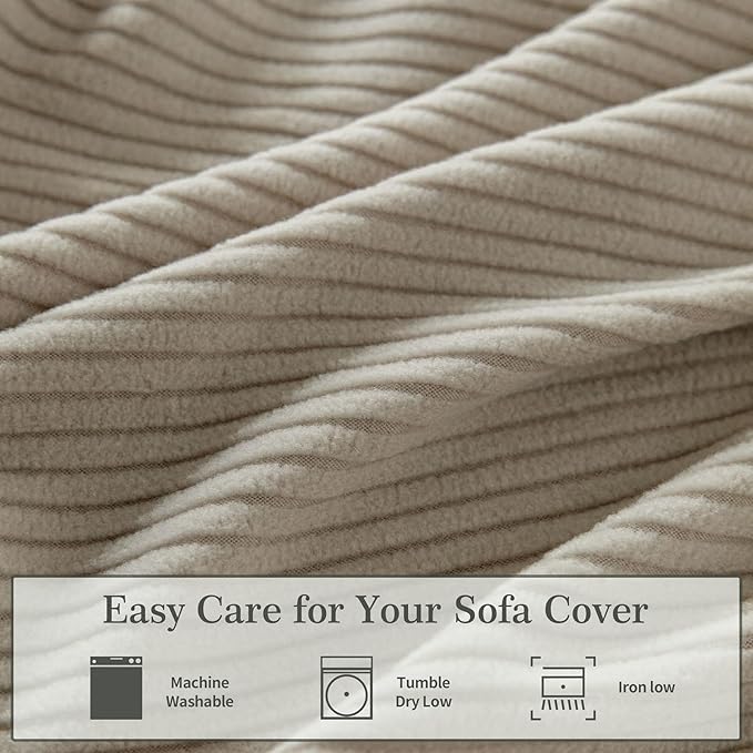OHSIO Sectional Couch Covers, Wear Resistant Stretch Sofa Covers Washable Soft Couch Cushion Covers Anti Slip Furniture Protector Sofa Slipcovers for Pets (2 Pieces 2 Seaters Cover, Light Brown)