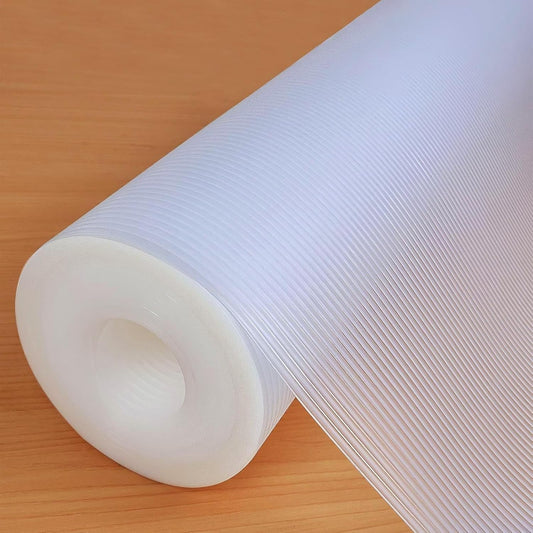Shelf Liners 24 in x 20 ft EVA Drawer Mats, Non-Adhesive Cupboard Protector, Kitchen Cabinet Lining Fridge Liner (Clear Stripe, 61x610cm)