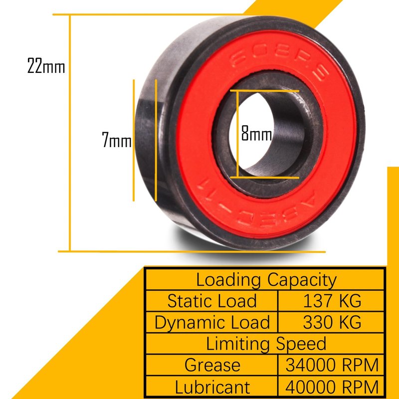 Senston Ceramic Skateboard Bearings High Speed Double Shielded 608 RS ABEC-11 8 Pack Set for Skateboard Trucks Scooters Wheel Roller Skate