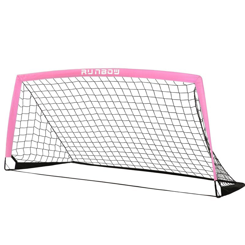 RUNBOW 6x4 ft Portable Kids Soccer Goal for Backyard Practice Soccer Net with Carry Bag (6x4 FT, 1 Pack, Pink)