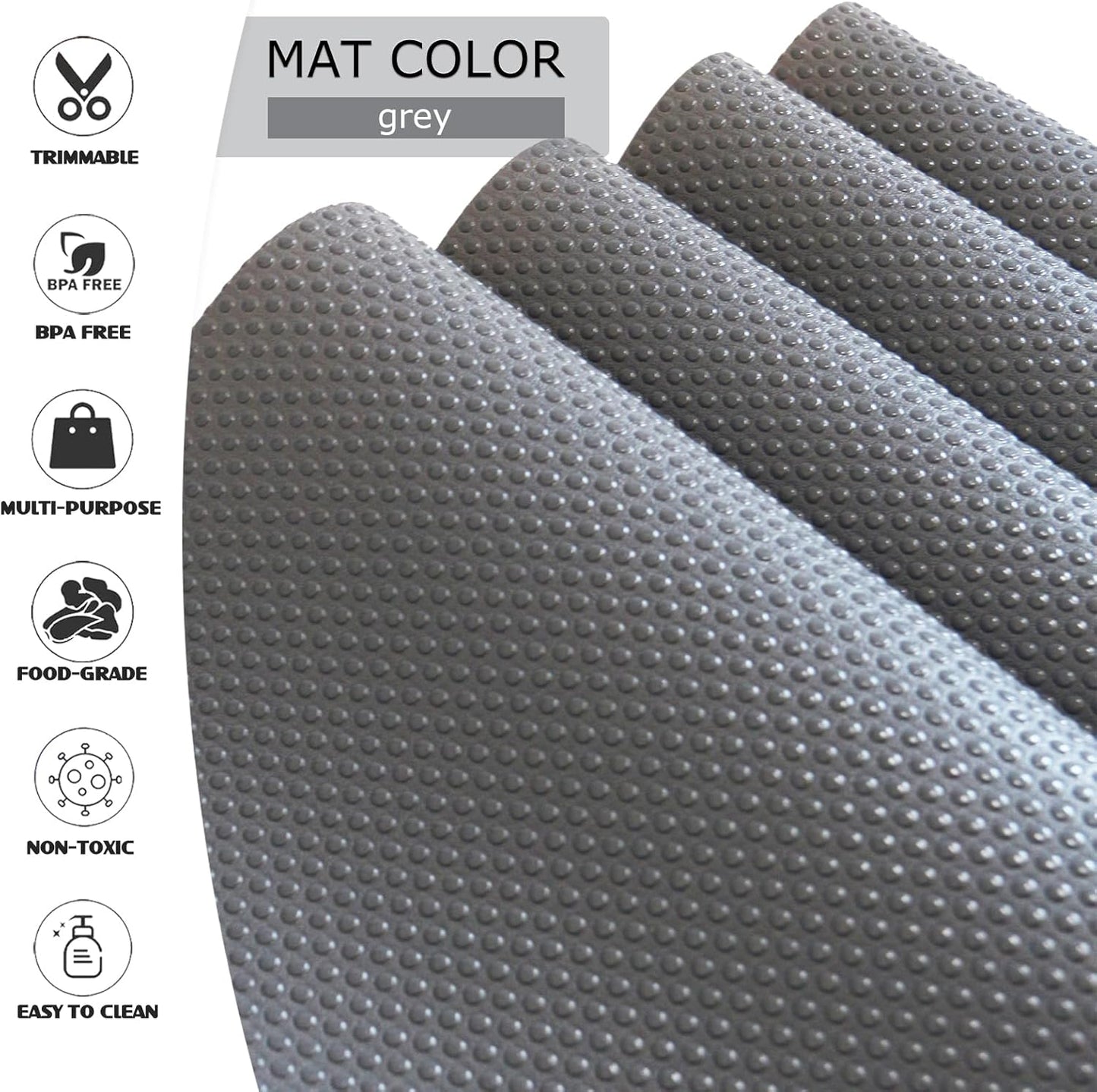 10Pcs Refrigerator Liners, Washable Fridge Liner Shelf Mats Refrigerator Pads for Cupboard Cabinet Drawer Home Kitchen Accessories Organization (Grey)