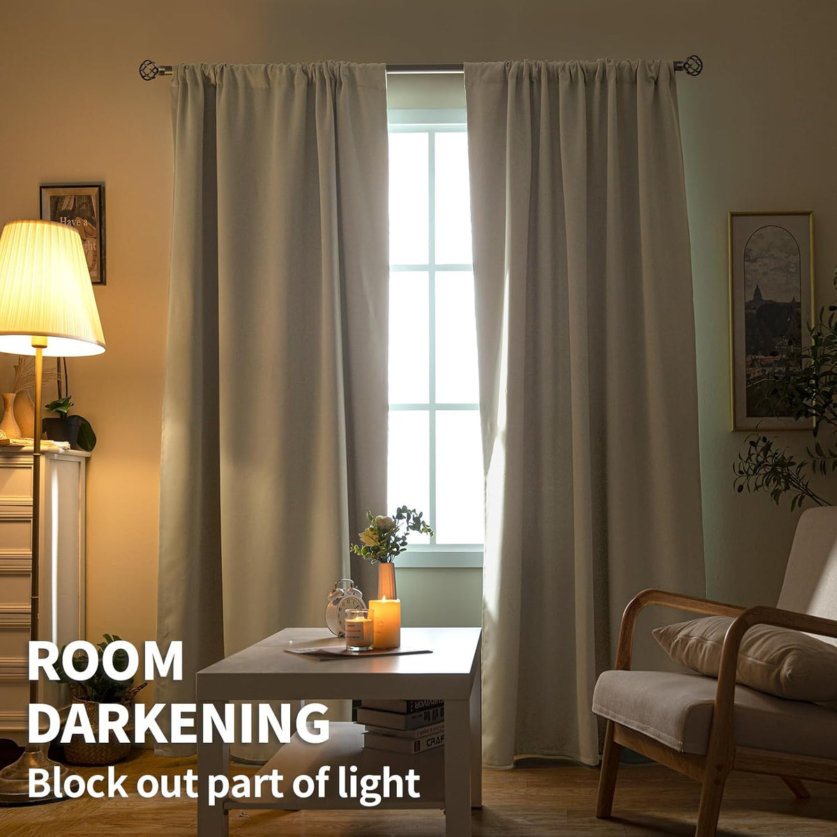 BGment Rod Pocket Blackout Curtains for Bedroom - Thermal Insulated Room Darkening Curtain for Living Room, Light Camel, 42 x 72 Inch, 2 Panels