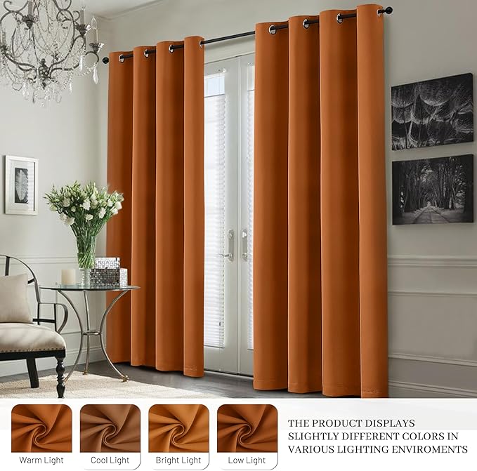 Yakamok 100% Blackout Curtain Panels 63 inches Cold and Light Blocking Drapes