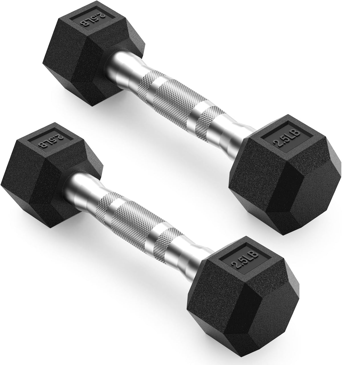 PAPABABE HEX Dumbbell Set - 2.5-125lb Rubber Encased Weights for Home Gym | Ideal for Strength Training