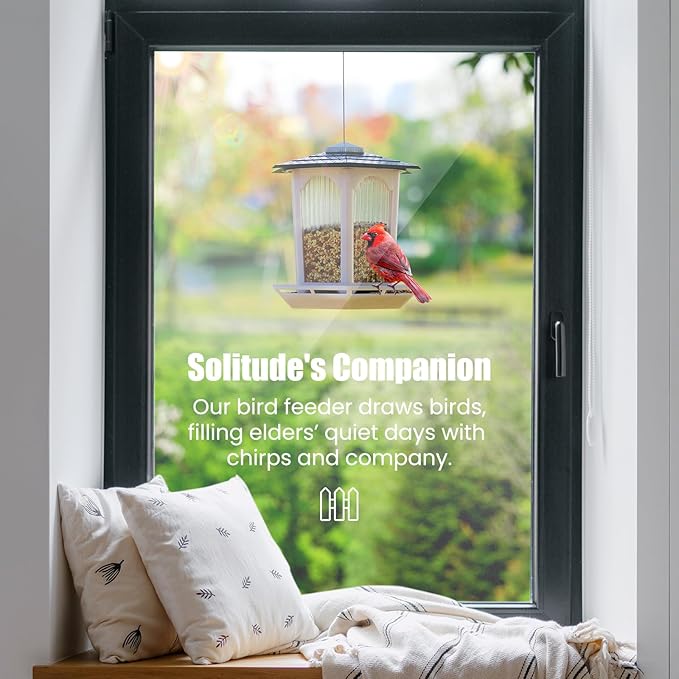 MrCrafts Nature Hanging Bird Feeder for Outdoors, Wild Bird Feeders for Outside, Fits for Cardinals, Unique Bird Watching Gift, Standard White, Large Size(1Pcs)